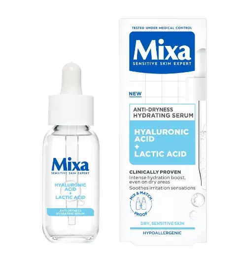 Хидратиращ серум Mixa Hyaluronic Acid + Lactic Acid против суха кожа 30 мл.