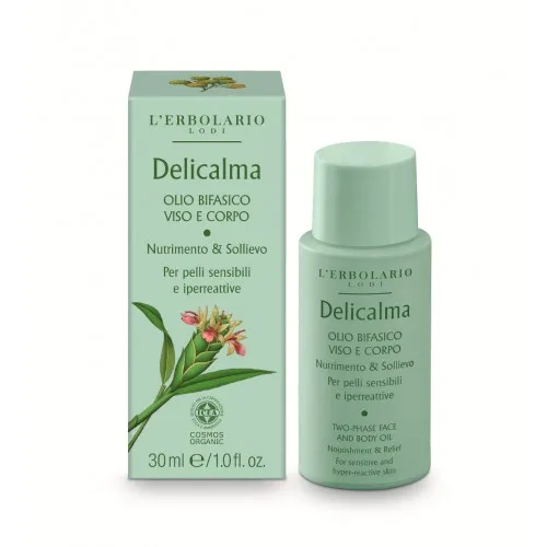 Двуфазно олио за лице и тяло Lérbolario Деликалма 30 ml.