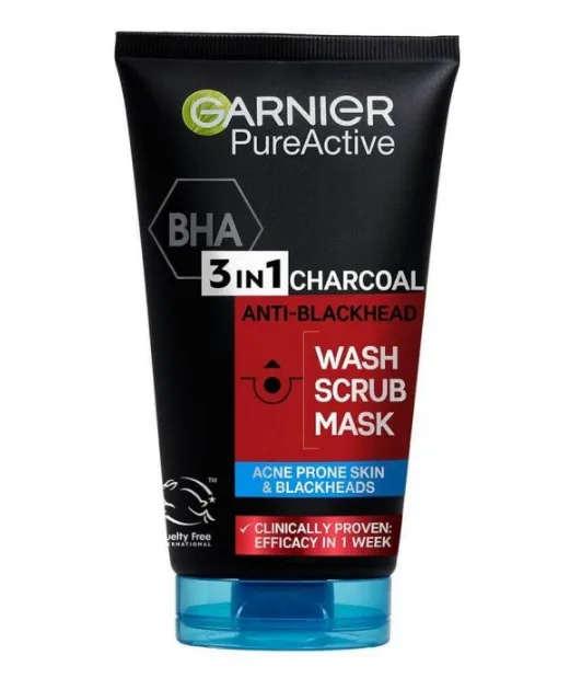 Почистващ гел за лице 3 в 1 с активен въглен Garnier Pure Active 150 ml.