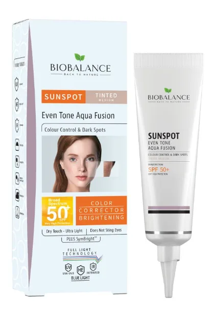 Biobalance Aqua Fusion Тониран матиращ крем за кожа с пигментни петна с SPF 50, 40 мл.